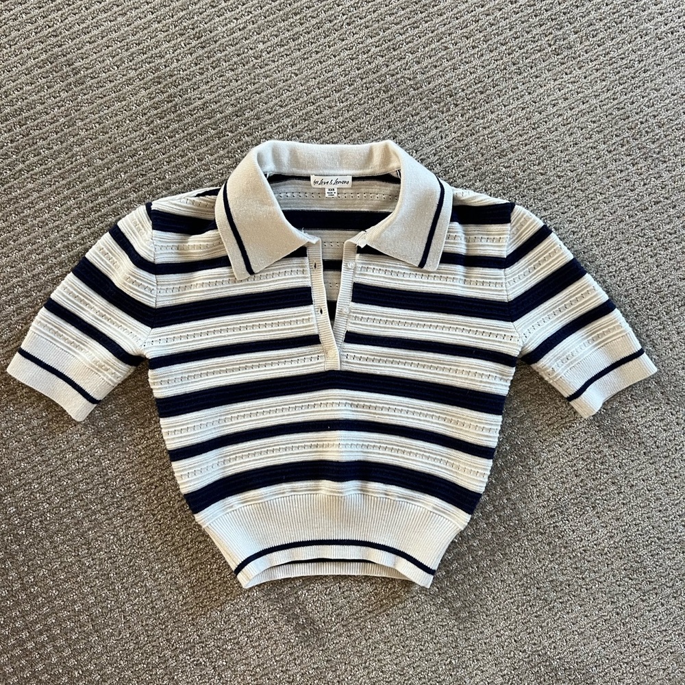 For Love & Lemons Short Sleeve Stripe Sweater